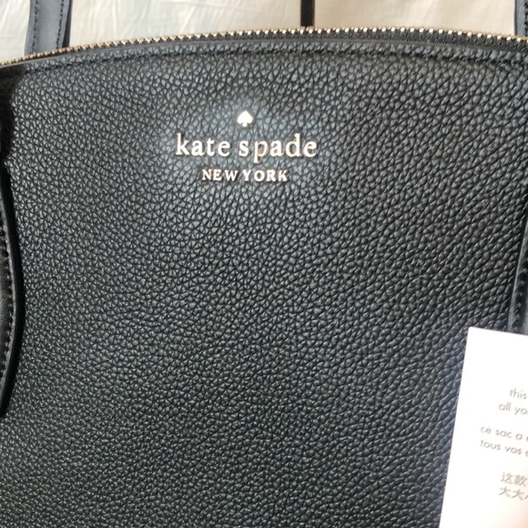 Kate Spade black pebble leather large shoulder bag new with tags; zip & magnetic - Picture 4 of 10